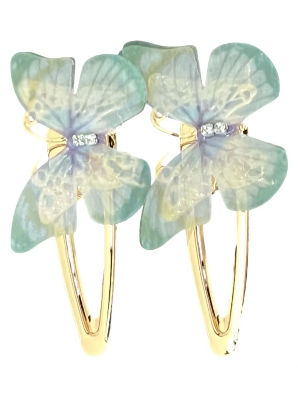 Gold Hair Clips with Pastel Floral Accents FINAL PRICE DROP